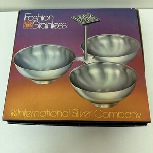 Vintage MCM International Silver Fashion Stainless Relish Dish #8011 NEW NOS